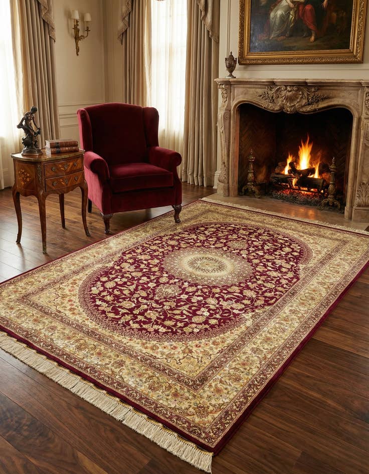 Detail image of 4' 3 x 6' 7 Ghom Silk Rug