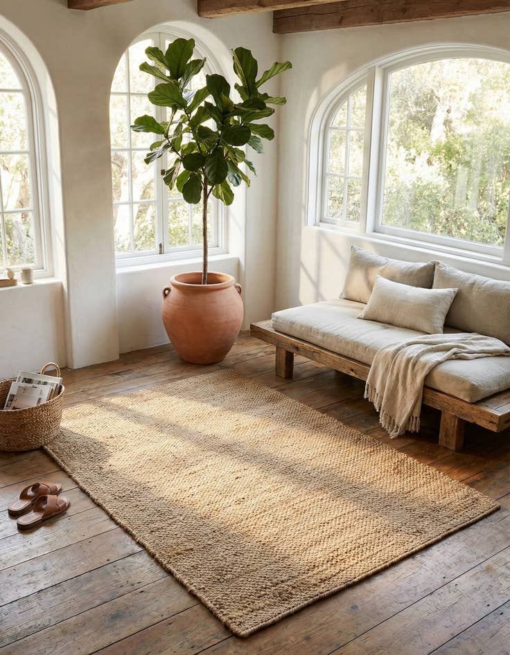 Detail image of 4' 1 x 6' 1 Hand Woven Chunky Jute Rug