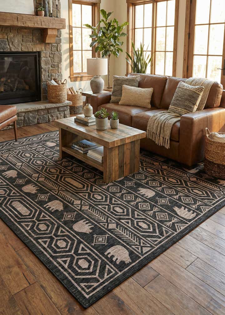 12' x 12' Easy-Clean Southwestern Indoor / Outdoor Square Rug