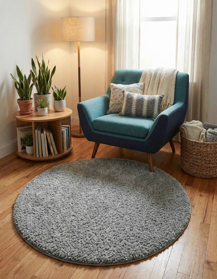 Detail image of  3' 3 x 3' 3 Soft Solid Shag Round Rug