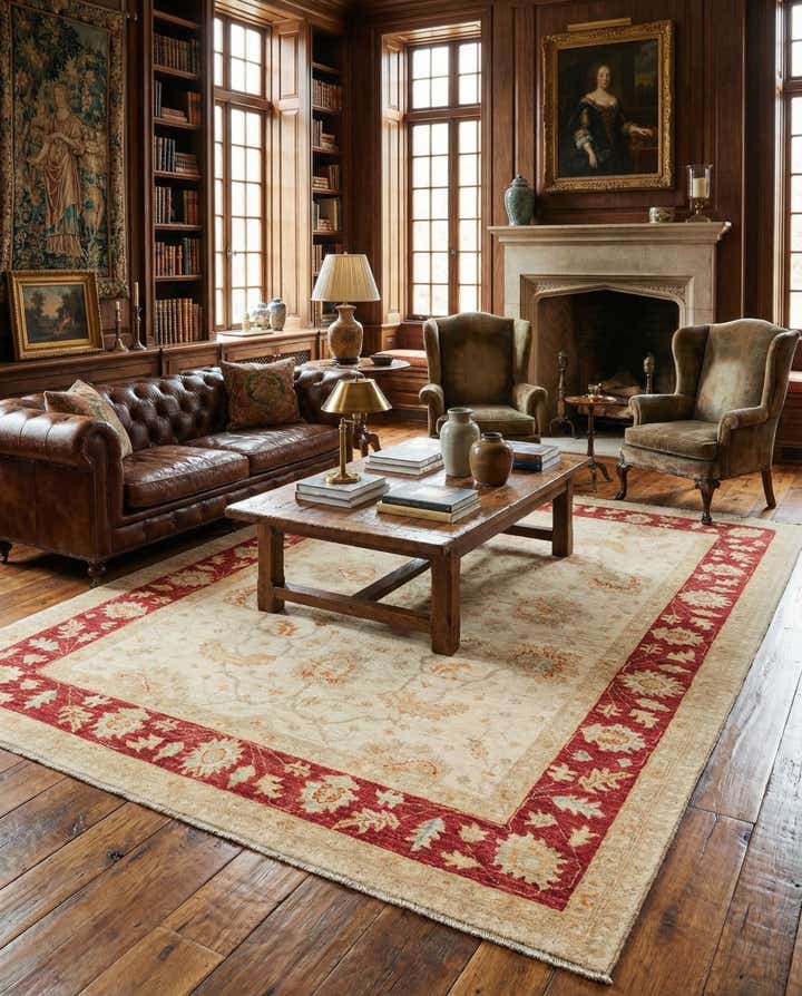 5' 9 x 7' 8 Hand Knotted Peshawar Ziegler Rug