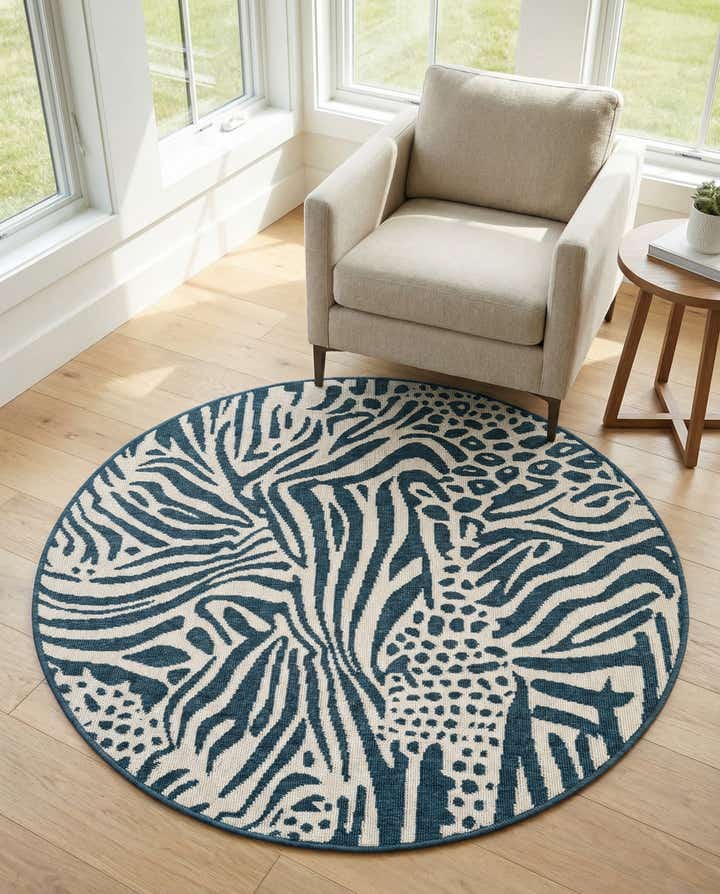4' x 4' Easy-Clean Safari Indoor / Outdoor Round Rug