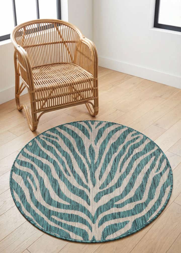 3' x 3' Easy-Clean Safari Indoor / Outdoor Round Rug