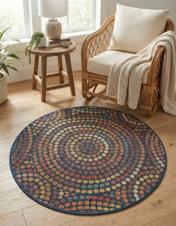 Detail image of 3' 3 x 3' 3 Washable Baja Indoor / Outdoor Round Rug