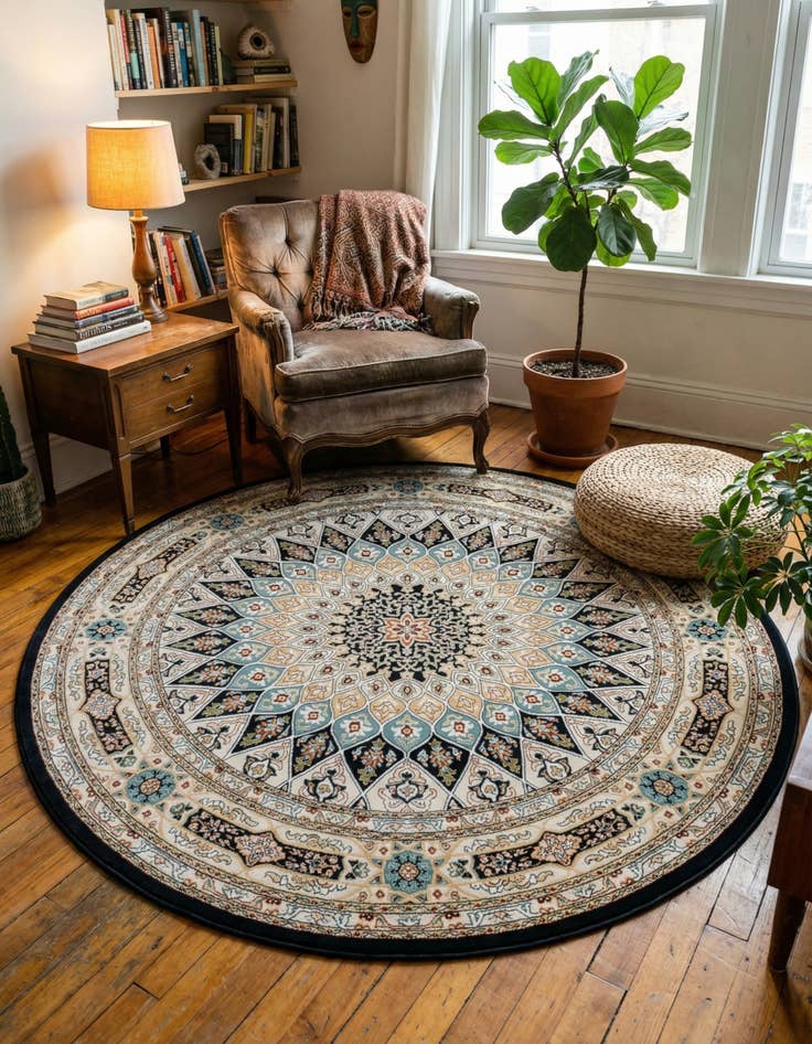 Detail image of 7' x 7' Nain Design Round Rug