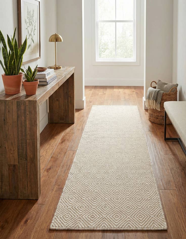 Detail image of 2' x 6' 1  Hand Woven Geo Trellis Flatweave Runner Rug