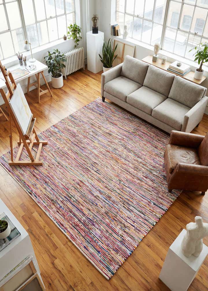 7' 10 x 7' 10 Hand Woven Chindi Cotton Square Rug