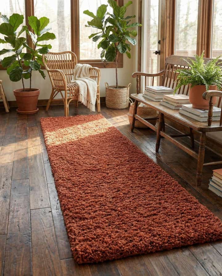 2' 7 x 12' Solid Shag Runner Rug