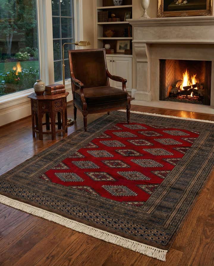 4' 1 x 6' 2 Hand Knotted Bokhara Oriental Wool Rug