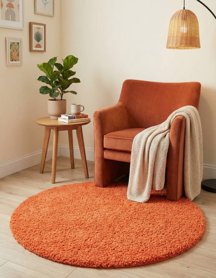 Detail image of 3' x 3' Solid Shag Round Rug