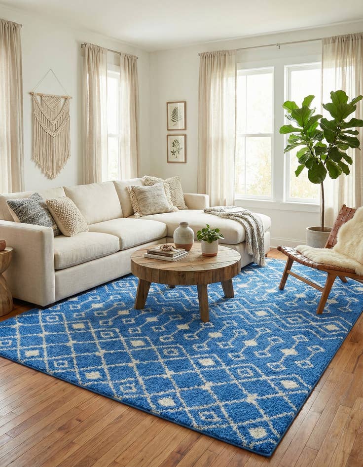 Detail image of 10' x 13' Moroccan Trellis Shag Rug