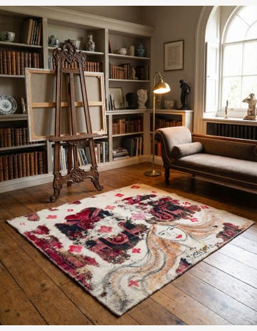 3' 9 x 4' 2 Hand Knotted Ultra Vintage Persian Wool Square Rug