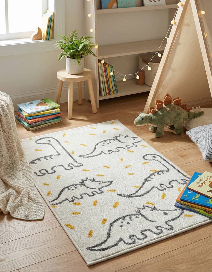 Detail image of 2' 2 x 3' 1 Dinosaur Whimsy Kids Rug