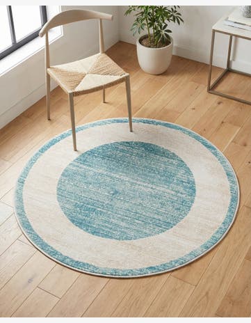 Jill Zarin Turquoise Uptown Yorkville Round Rug