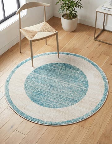 Jill Zarin Turquoise Uptown Yorkville Round Rug