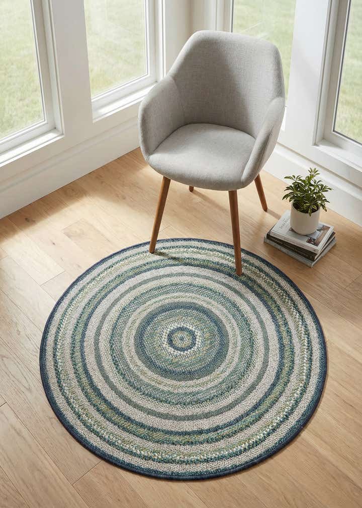 3' 3 x 3' 3 Easy-Clean Baja Indoor / Outdoor Round Rug
