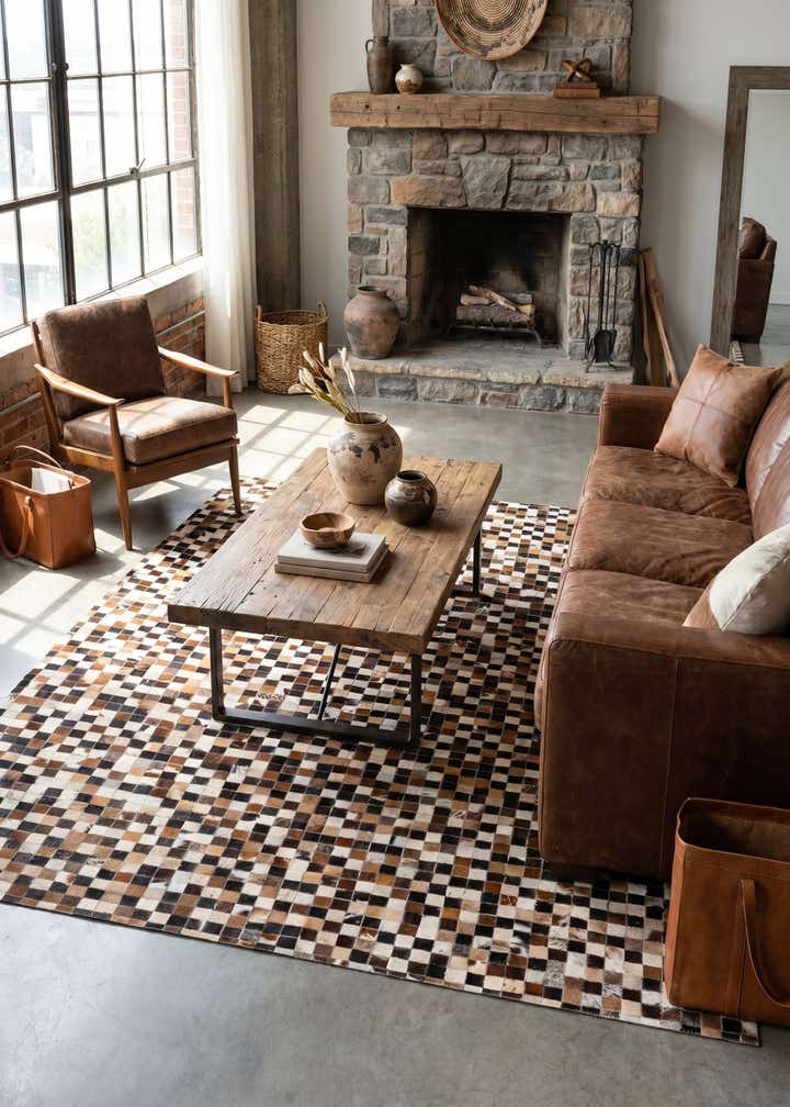 5' 3 x 7' 6 Cowhide Stocks Rug