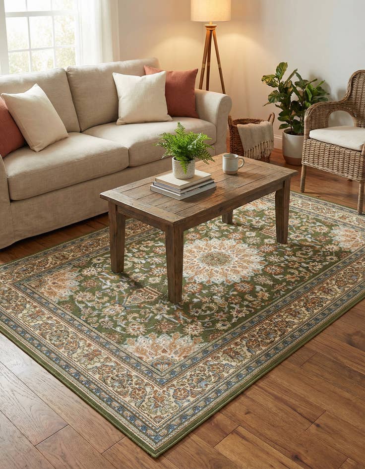 Detail image of 4' 1 x 6' 1 Washable Traditional Indoor / Outdoor Rug