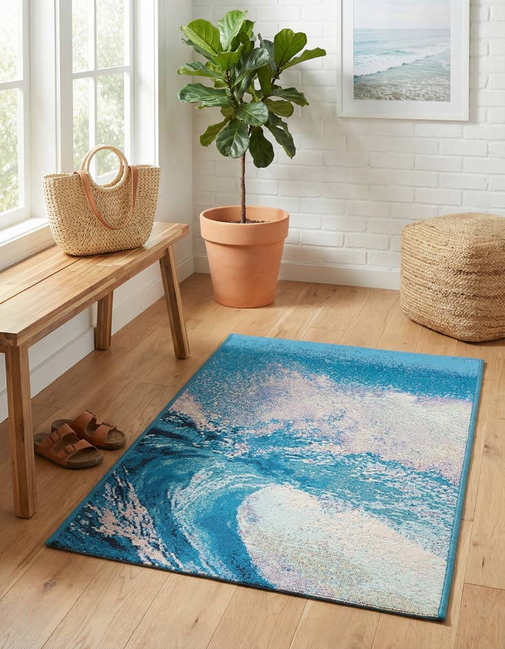 Detail image of 2' x 3' 1  Washable Modern Indoor / Outdoor Rug