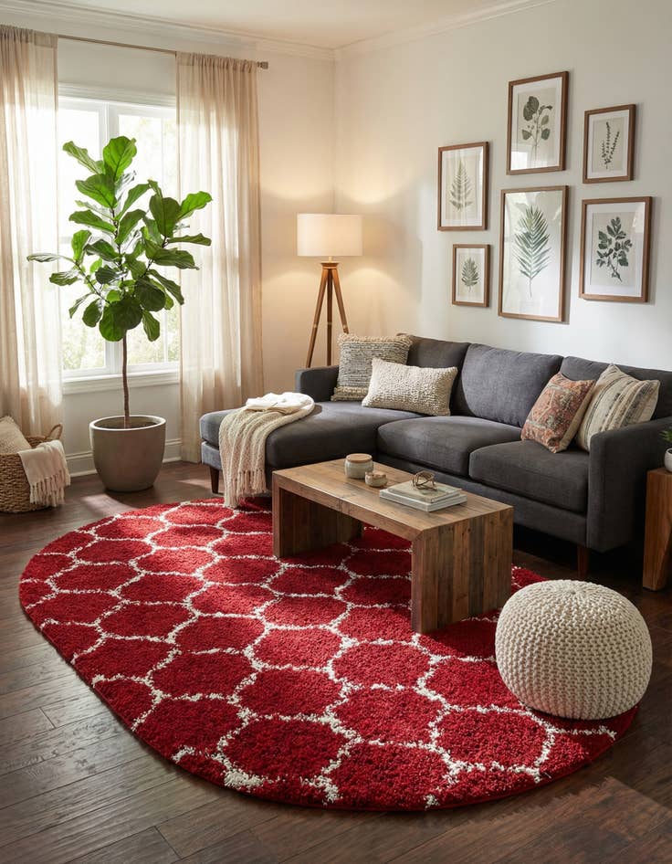 Detail image of 5' 3 x 8' Trellis Shag Oval Rug