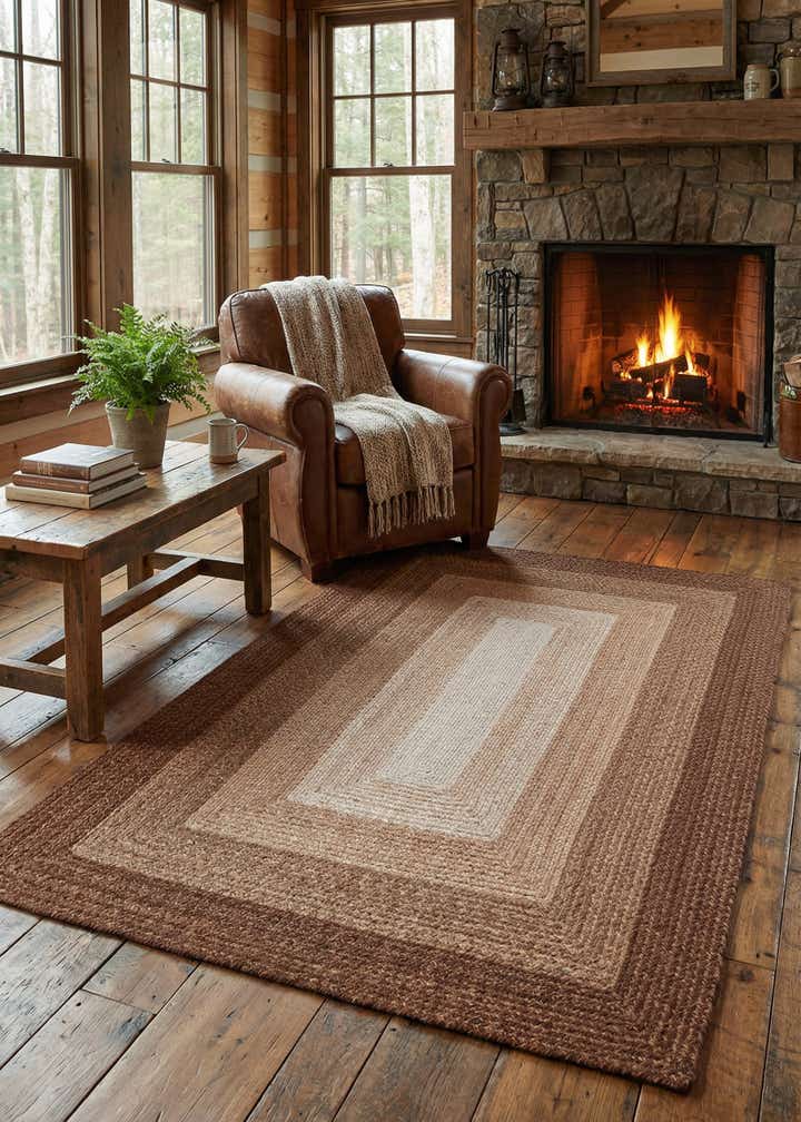 4' 1 x 6' 1 Handmade Hand Braided Wool Rug