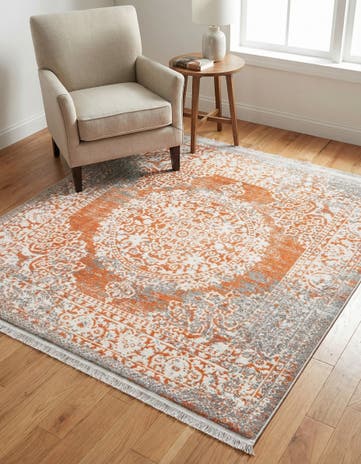 Terracotta Modern Classical Square Rug