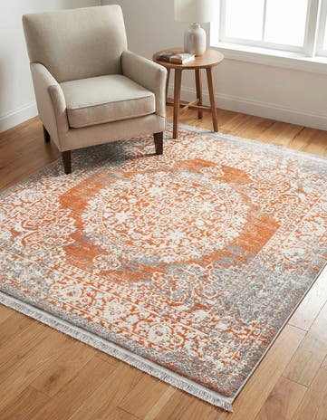 Terracotta Modern Classical Square Rug