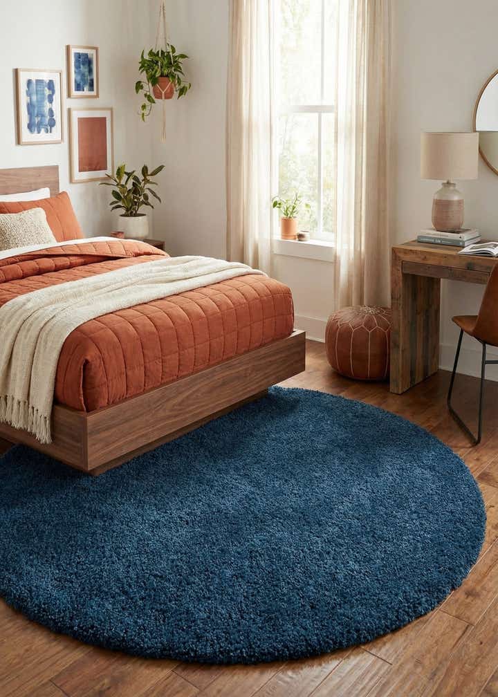 7' x 7' Solid Shag Round Rug