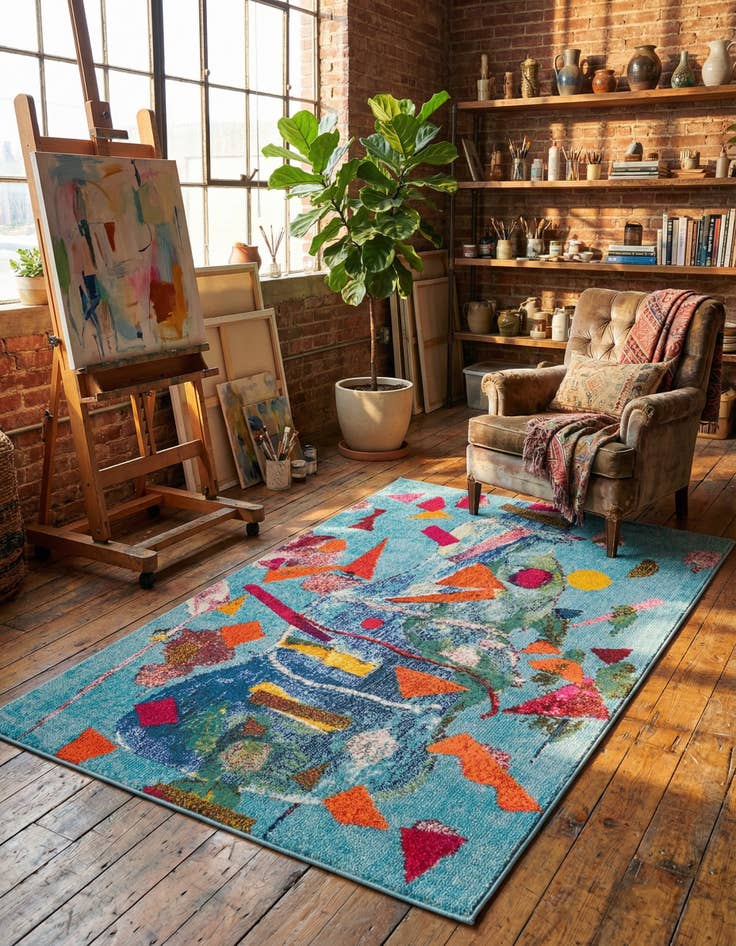 Detail image of 4' x 6'  Washable Vivid Rug