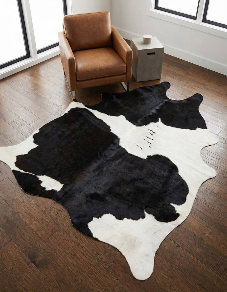 Detail image of 5' 3 x 5' 6 Cowhide Leather Square Rug