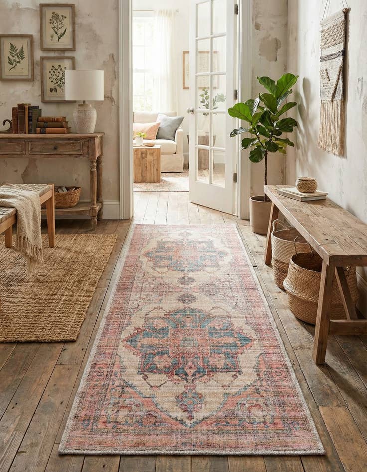 Detail image of 2' x 6' Washable Nostalgia Runner Rug