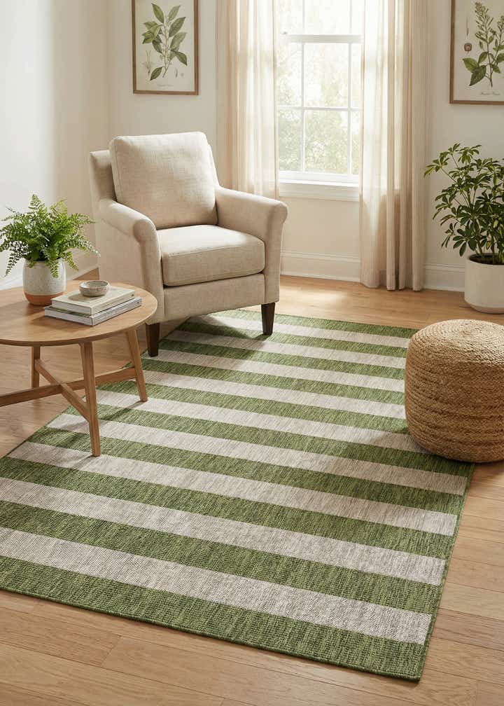 4' x 6' Easy-Clean Striped Indoor / Outdoor Rug