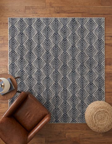 Harbor Blue Eco Trellis Square Rug
