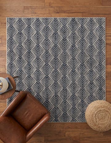 Harbor Blue Eco Trellis Square Rug