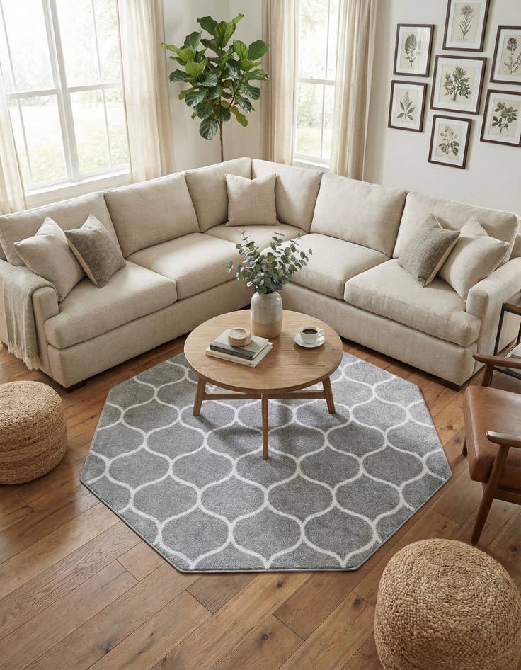 Detail image of 7' 10 x 7' 10 Trellis Frieze Octagon Rug