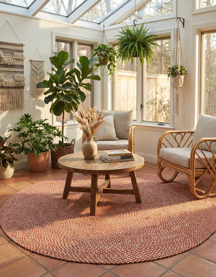 Detail image of  7' 10 x 7' 10  Hand Tweed Braided Jute Round Rug