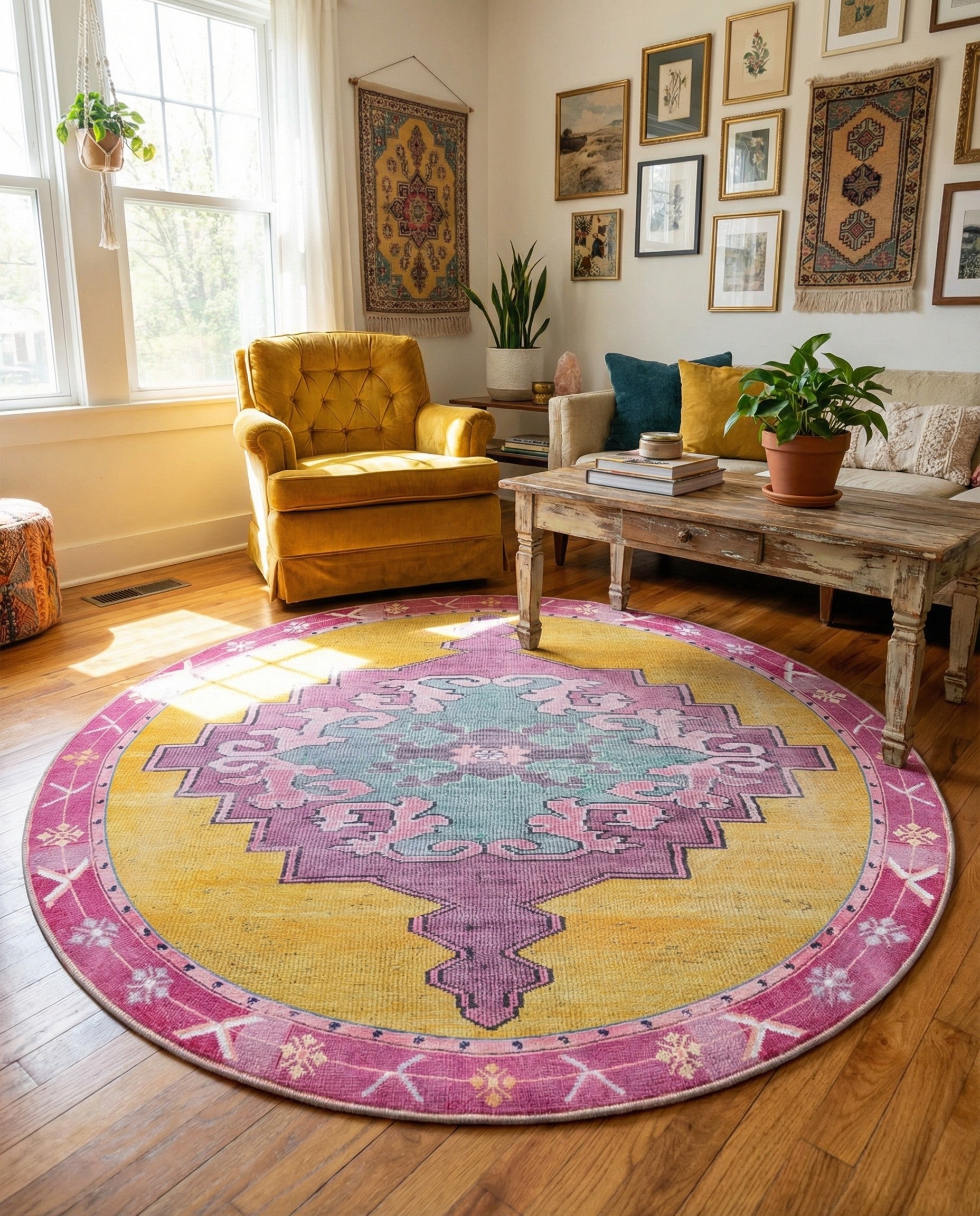 7' 7 x 7' 7 Washable Timeless Round Rug