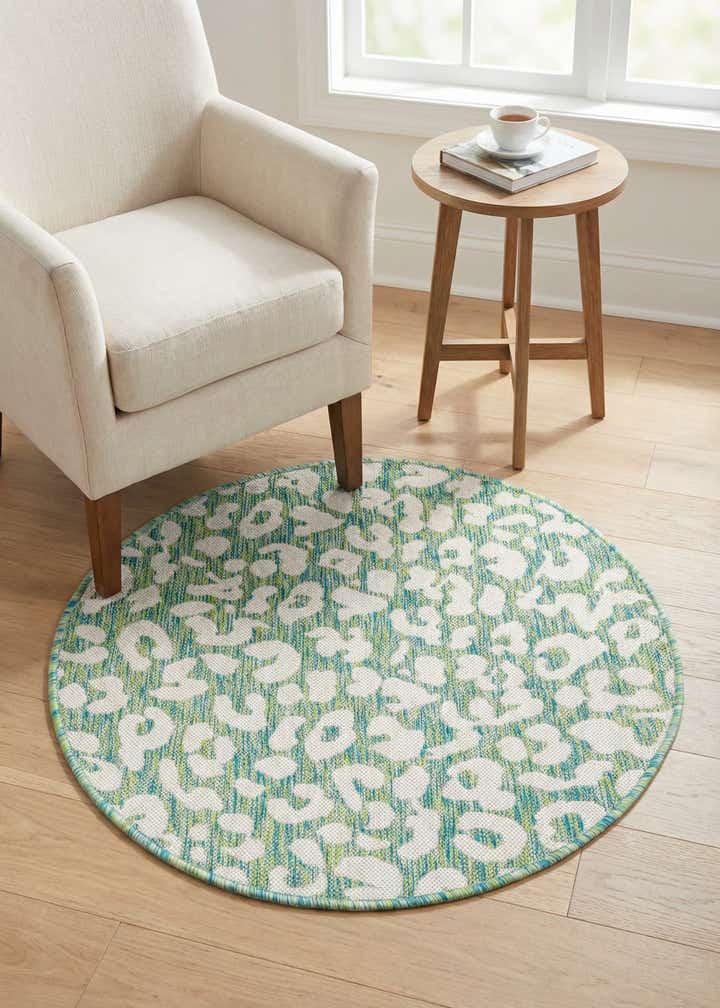 3' x 3' Easy-Clean Safari Indoor / Outdoor Round Rug