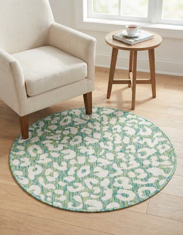 3' x 3' Easy-Clean Safari Indoor / Outdoor Round Rug
