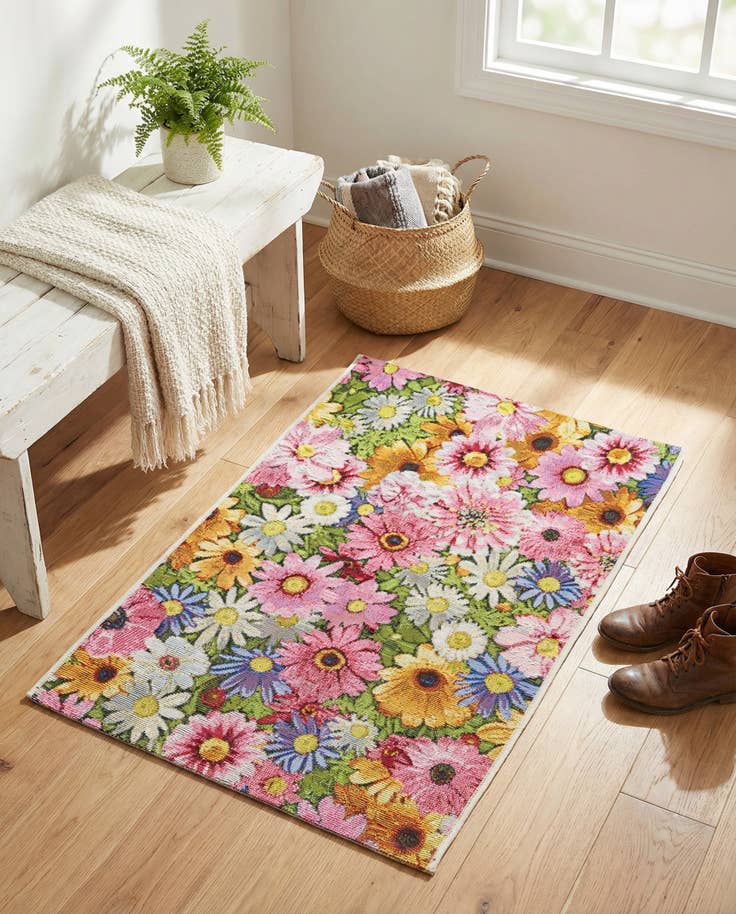 Detail image of 2' x 3' Easy-Clean Botanical Indoor / Outdoor Rug