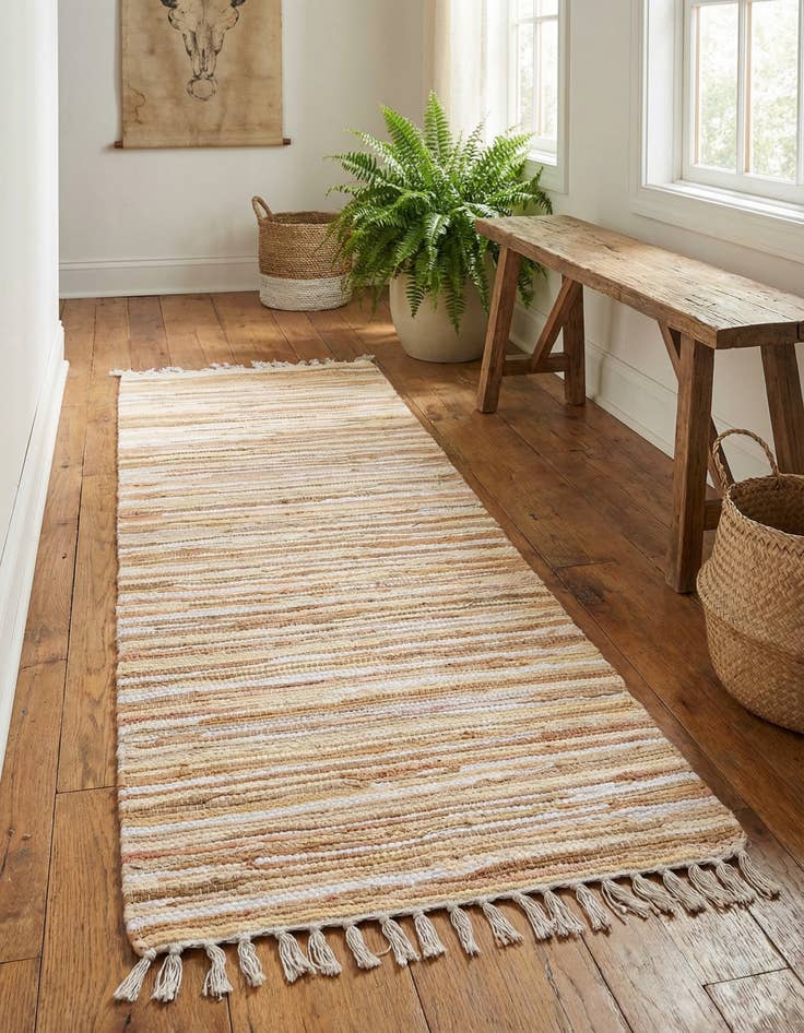 Detail image of 2' x 6' Hand Woven Chindi Cotton Runner Rug