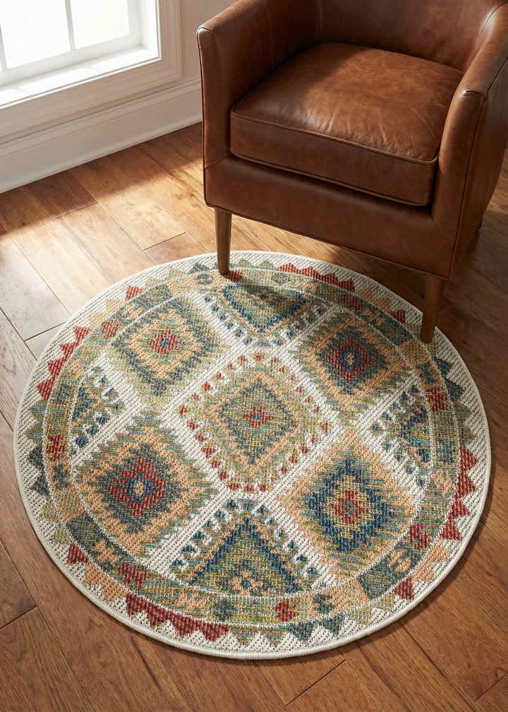 3' x 3' Easy-Clean Baja Indoor / Outdoor Round Rug