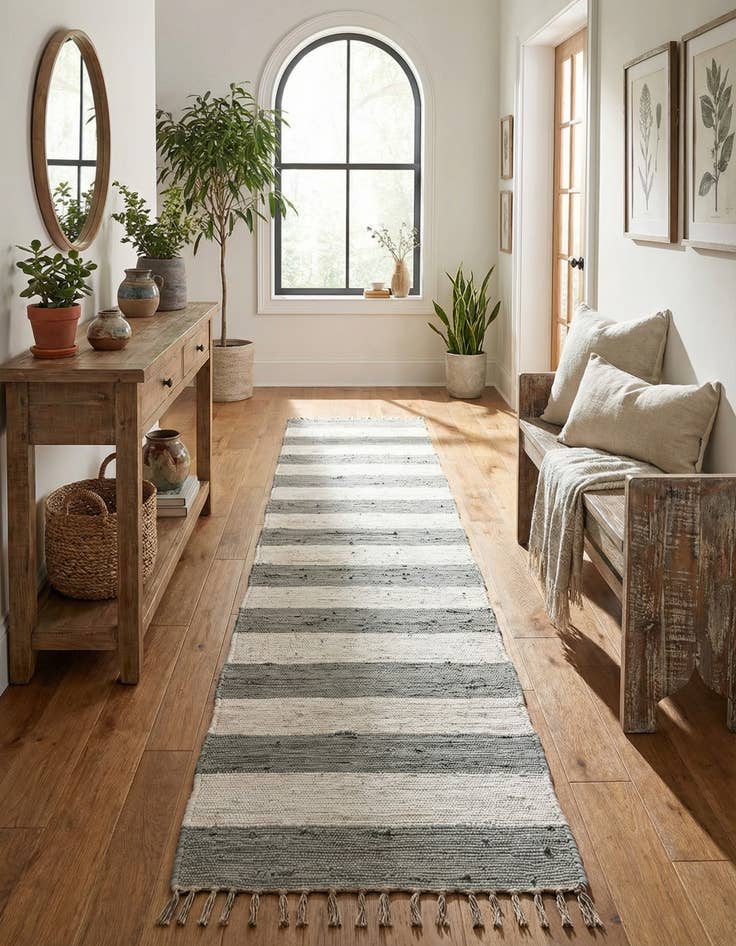 Detail image of 2' 2 x 12' Hand Woven Chindi Rag Runner Rug