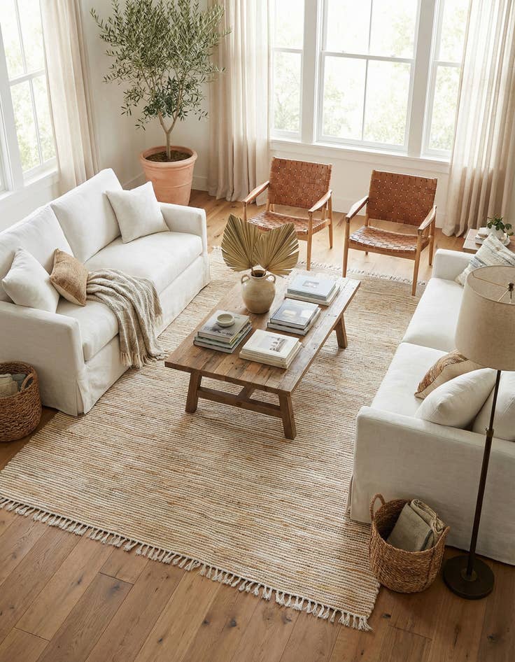 Detail image of 9' x 12' Hand Woven Chindi Jute Rug