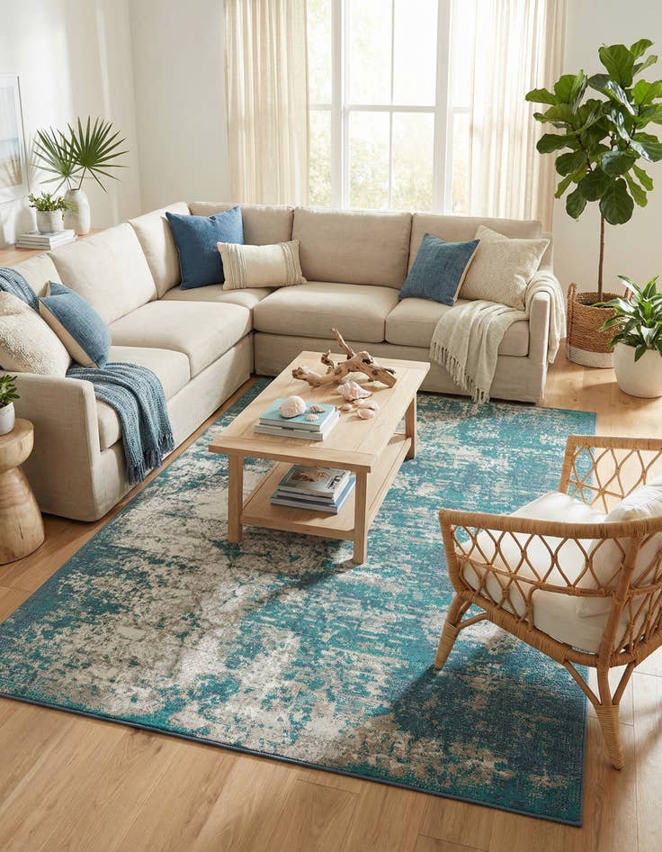 Detail image of 7' 10 x 10' Washable Coastal Indoor / Outdoor Rug