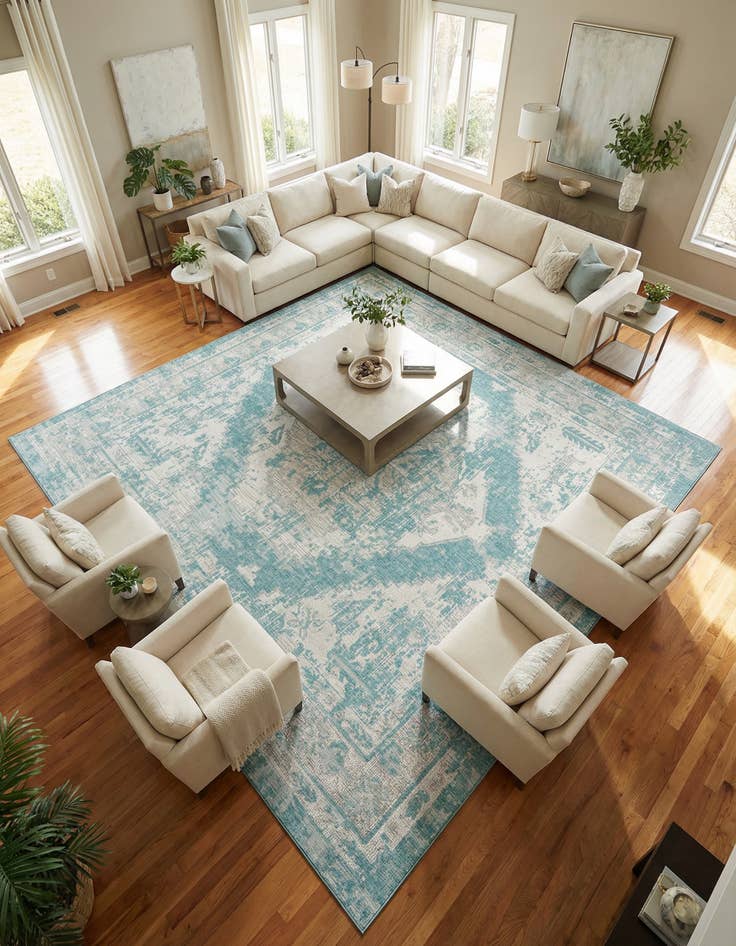 Detail image of 10' x 10' Washable Traditional Indoor / Outdoor Square Rug