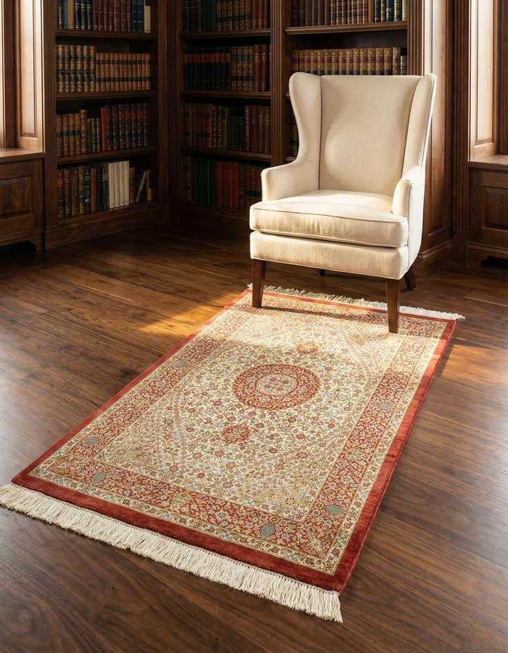 Detail image of 2' 7 x 3' 11 Ghom Silk Rug