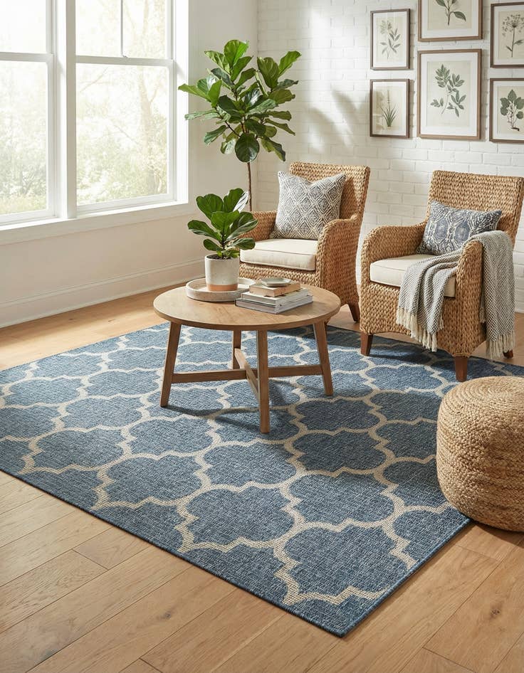 Detail image of 6' x 6' Washable Lattice Indoor / Outdoor Square Rug