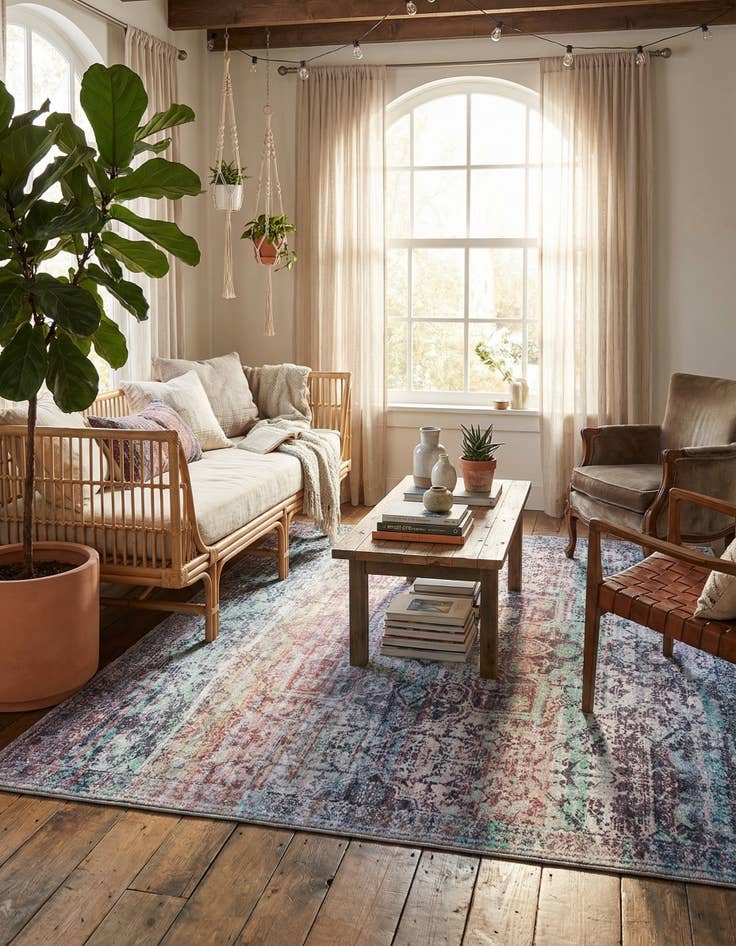 Detail image of 7' 3 x 7' 3 Washable Renaissance Square Rug