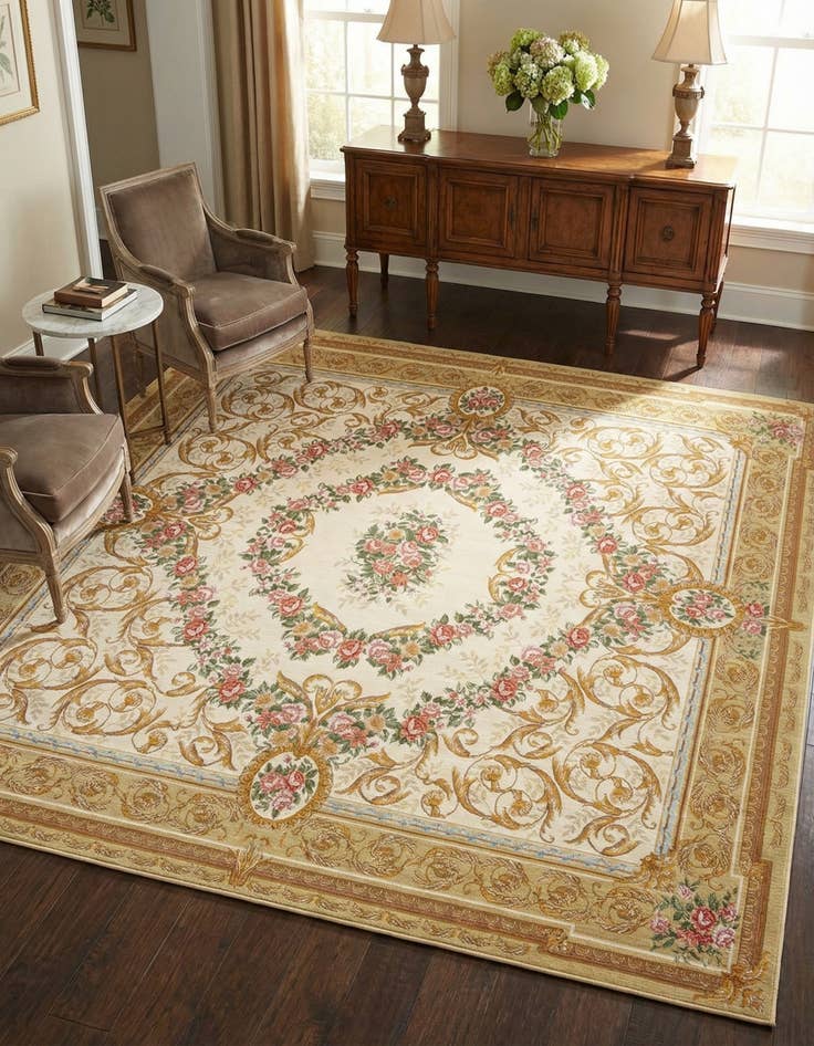 Detail image of 10' x 10' Easy-Clean Traditional Indoor / Outdoor Square Rug